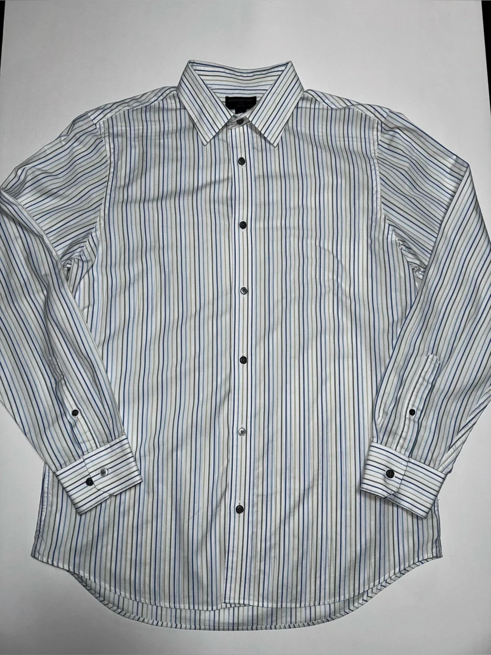 Banana Republic White Dress Shirt with Blue and Gray Stripes, 16-16,5 L